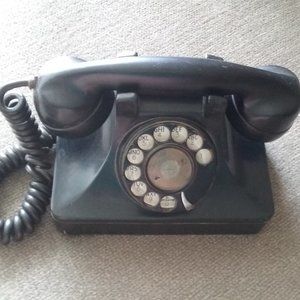 Vintage Heavy Black Rotary Nonworking Telephone